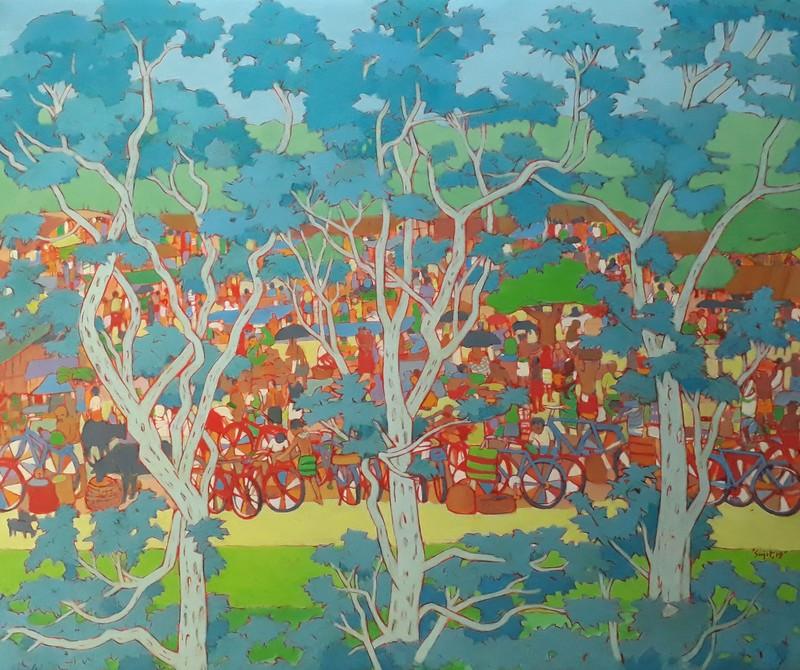 Nature acrylic painting titled 'Untitled 31', 30x36 inches, by artist Sujit Das on Canvas