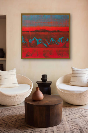 Untitled 32 (Red Blue) by artist Chandan Bhowmick displayed in a Contemporary gallery
