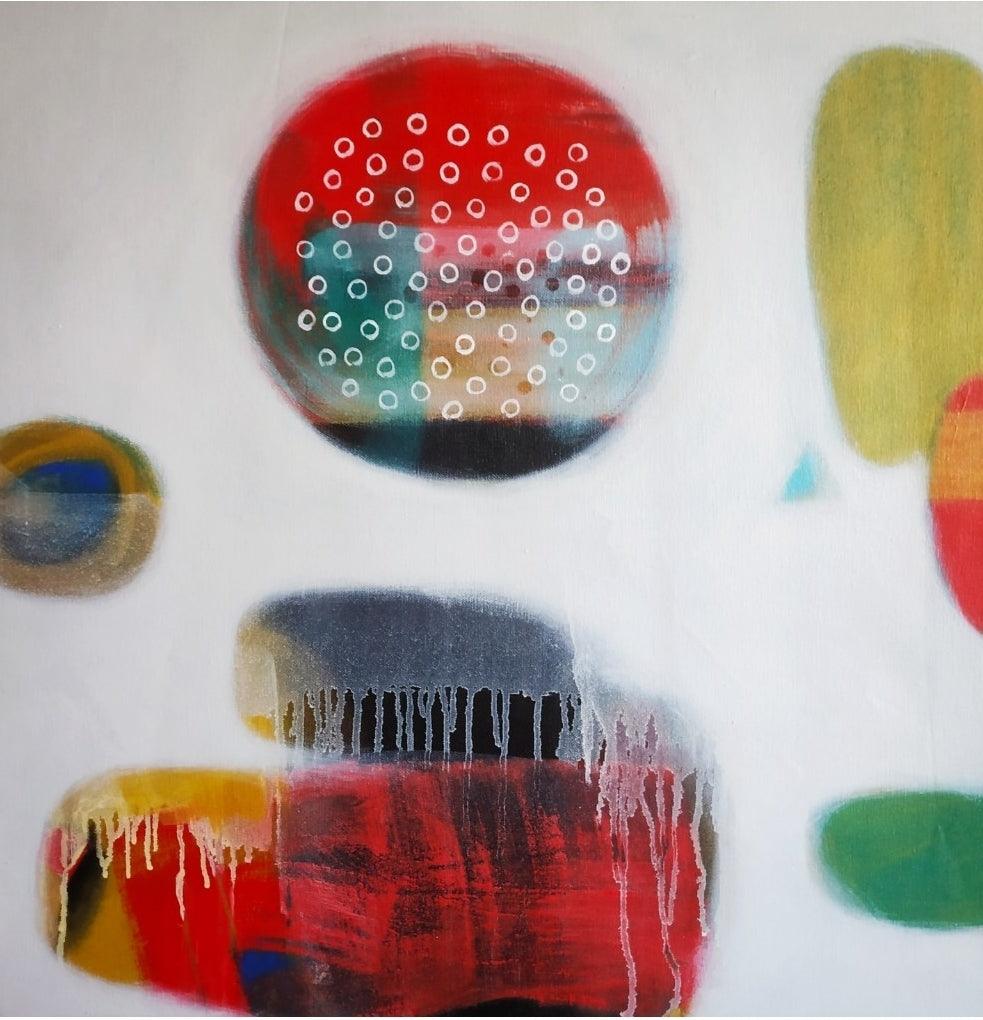 Abstract acrylic painting titled 'Untitled 33', 24x24 inches, by artist Yashwant Pawar on Canvas