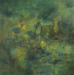 Abstract oil painting titled 'Untitled 34', 48x48 inches, by artist Vipta Kapadia on Canvas
