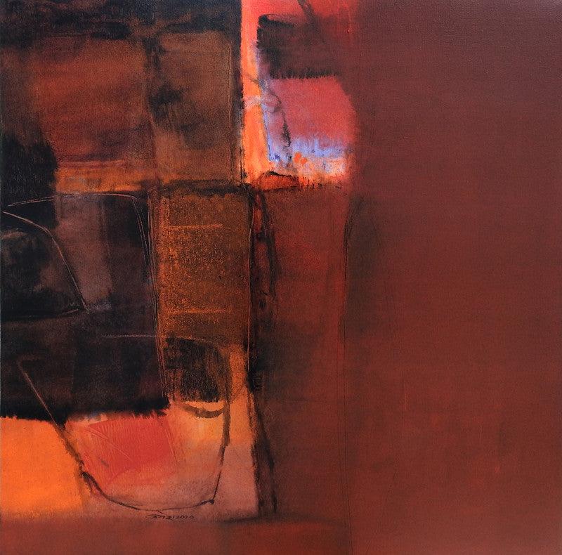 Abstract acrylic painting titled 'Untitled 38', 24x24 inches, by artist Umesh Patil on Canvas