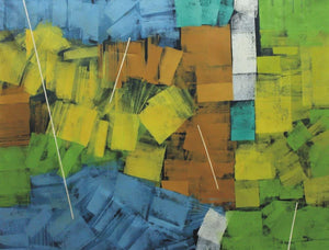 Abstract oil painting titled 'Untitled 38', 36x48 inches, by artist Sudhir Talmale on Canvas