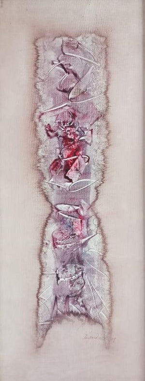 Abstract acrylic painting titled 'Untitled 4', 26x11 inches, by artist Jai Chouhan on Canvas