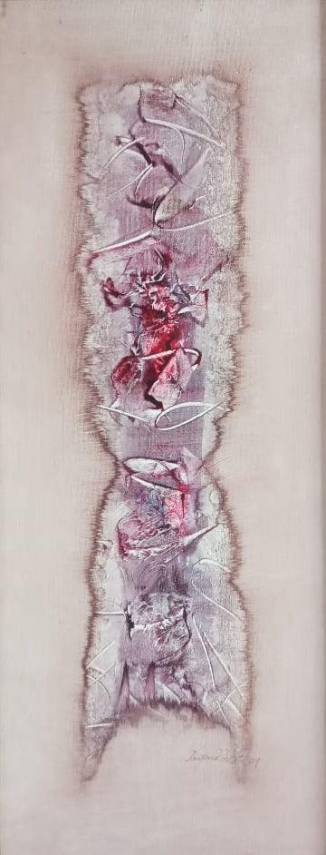 Abstract acrylic painting titled 'Untitled 4', 26x11 inches, by artist Jai Chouhan on Canvas