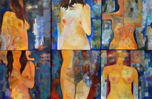 Nude acrylic painting titled 'Untitled 4', 24x36 inches, by artist Sunayana Malhotra on Canvas