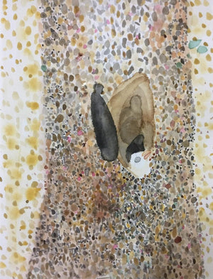 Untitled 4 (Hidden Treasure) by Bhanu Prakash, Original Watercolor Abstract Painting on Paper, Medium Vertical Wall Art