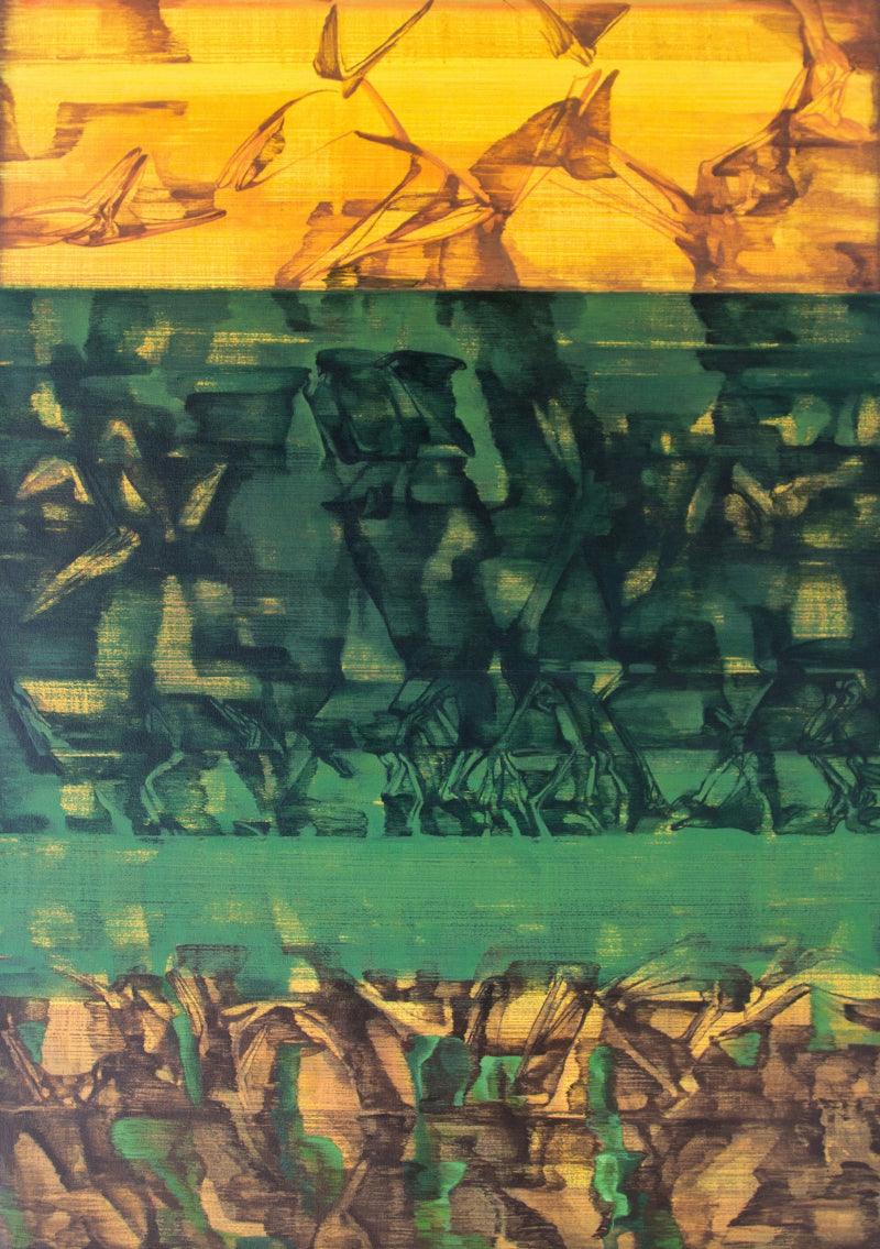 Abstract acrylic painting titled 'Untitled 4', 66x48 inches, by artist Chandan Bhowmick on Canvas