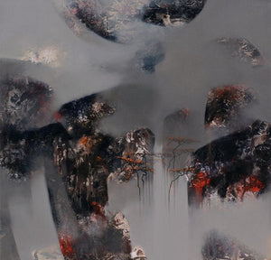 Landscape acrylic painting titled 'Untitled 4', 30x30 inches, by artist Nagesh Hankare on Canvas