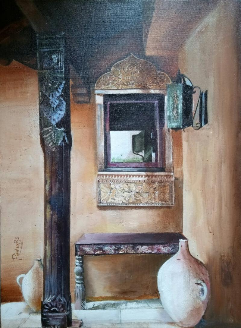 Landscape acrylic painting titled 'Untitled 4', 24x18 inches, by artist Rajashree Sutar on Canvas