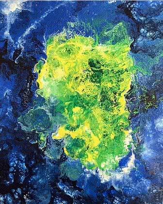 Abstract acrylic painting titled 'Untitled 4', 30x24 inches, by artist Kartikey Sharma on Canvas