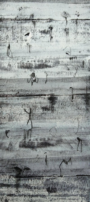 Abstract acrylic painting titled 'Untitled 4', 15x7 inches, by artist Hemant Dhane on Paper