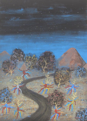 contemporary mixed media painting titled 'Untitled 4', 46x34 inches, by artist Devidas Agase on Paper