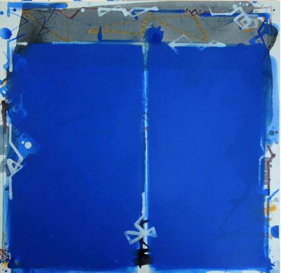 Abstract acrylic painting titled 'Untitled 4', 10x10 inches, by artist Santosh Rathod on Paper