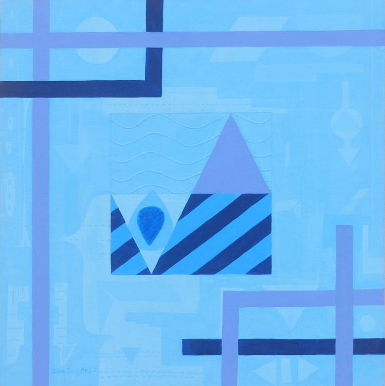 Abstract acrylic painting titled 'Untitled 4', 24x24 inches, by artist Dipa Das on Canvas