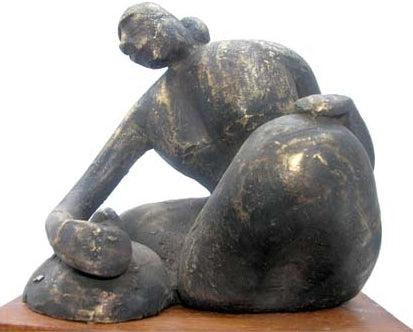 Figurative sculpture titled 'Untitled 4', 5x5x5 inches, by artist Kishor Sharma on Bronze