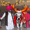 Religious acrylic painting titled 'Untitled 4', 32x51 inches, by artist Satyajeet Varekar on Canvas