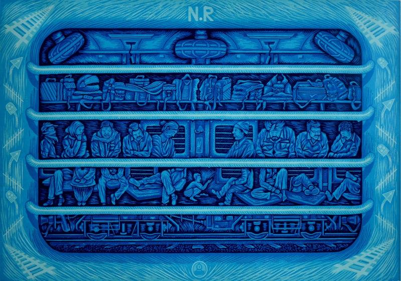 Lifestyle printmaking titled 'Untitled 4', 22x32 inches, by artist Rahul Dhiman on Paper