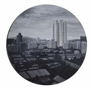 Cityscape acrylic painting titled 'Untitled 4', 36x36 inches, by artist Ritesh Chopda on Canvas
