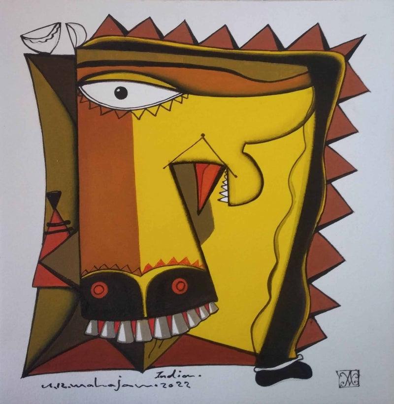 Animals acrylic painting titled 'Untitled 4', 12x12 inches, by artist Arvind R. Mahajan on Canvas