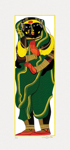 Figurative serigraphs painting titled 'Untitled 4', 30x14 inches, by artist Thota Vaikuntam on Paper