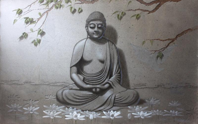 Religious acrylic painting titled 'Untitled 4', 30x48 inches, by artist Amit Thombare on Canvas