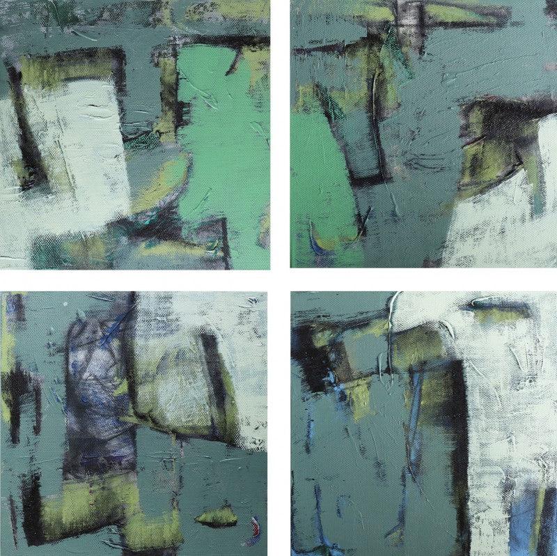 Abstract mixed media painting titled 'Untitled 4', 32x32 inches, by artist Anuja Paturkar on Canvas