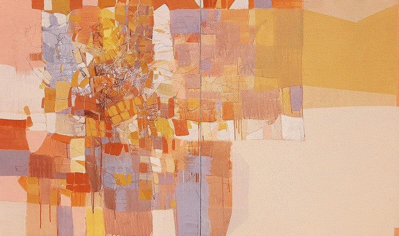 Abstract mixed media painting titled 'Untitled 4', 36x60 inches, by artist Yogesh Murkute on Canvas