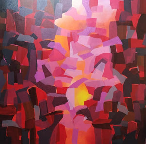 Abstract acrylic painting titled 'Untitled 4', 48x48 inches, by artist Padmakar Santape on Canvas