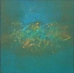 Abstract acrylic painting titled 'Untitled 4', 12x12 inches, by artist Ashok Hinge on Canvas