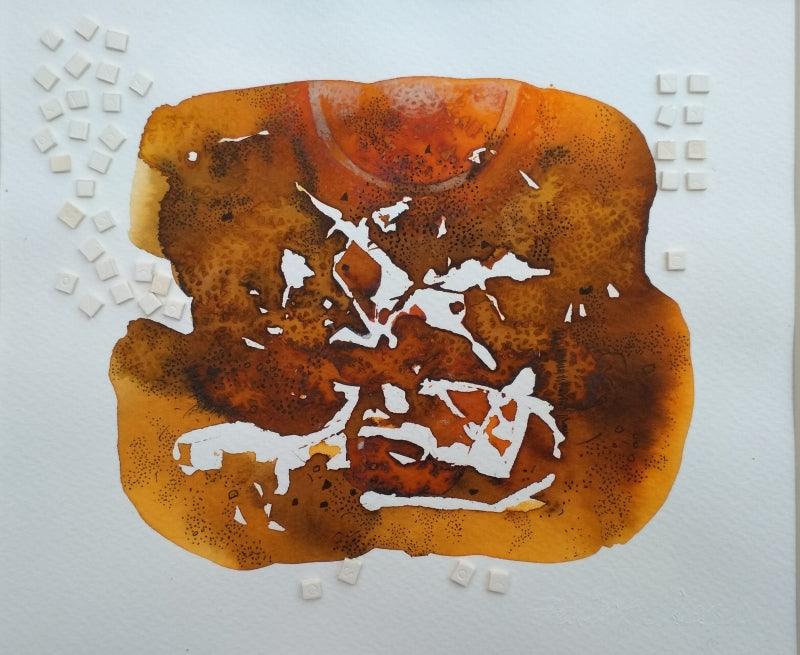 Abstract mixed media painting titled 'Untitled 4', 8x8 inches, by artist Jai Chouhan on Paper