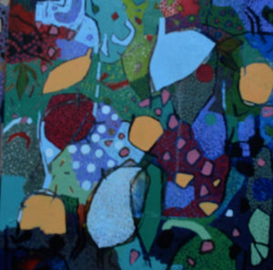 Abstract mixed media painting titled 'Untitled 4', 18x18 inches, by artist Pankaj Kumar Singh on Canvas