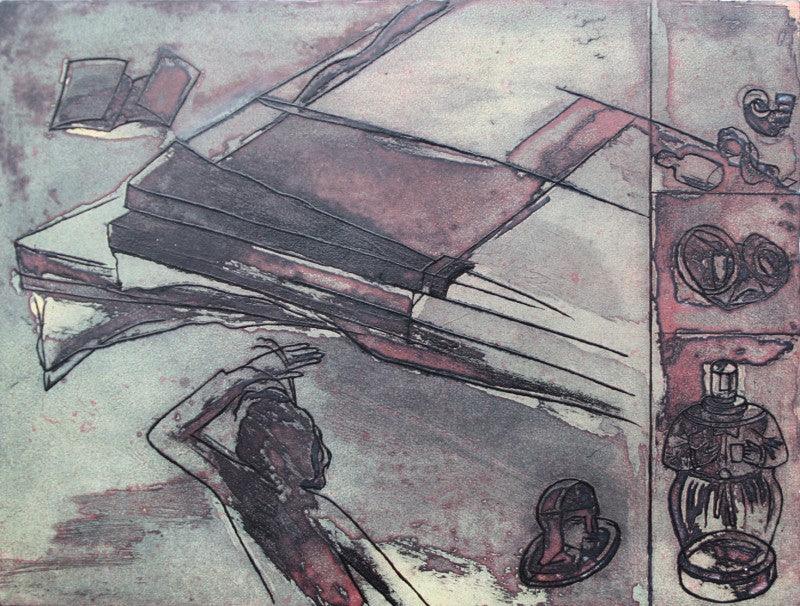 Abstract printmaking titled 'Untitled 4', 12x16 inches, by artist Vishakha Apte on Paper