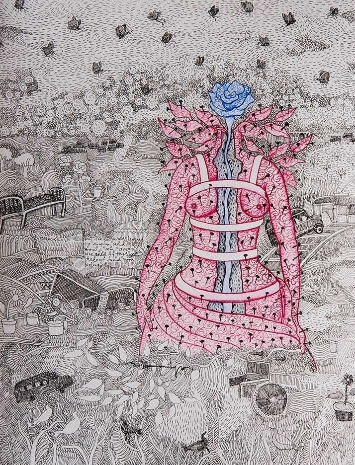 contemporary mixed media drawing titled 'Untitled 4', 14x10 inches, by artist Avijit Mukherjee on Paper
