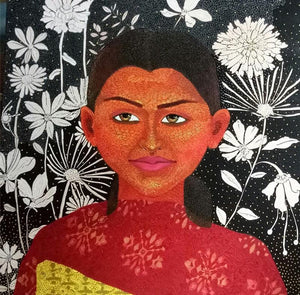 Figurative acrylic painting titled 'Untitled 4', 48x48 inches, by artist Anjum Khan on Canvas