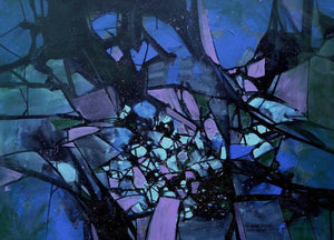 Abstract acrylic painting titled 'Untitled 4', 36x48 inches, by artist Sagar Bondre on Canvas