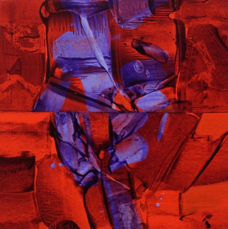 Abstract acrylic painting titled 'Untitled 4', 12x12 inches, by artist Dnyaneshwar Ingle on Canvas