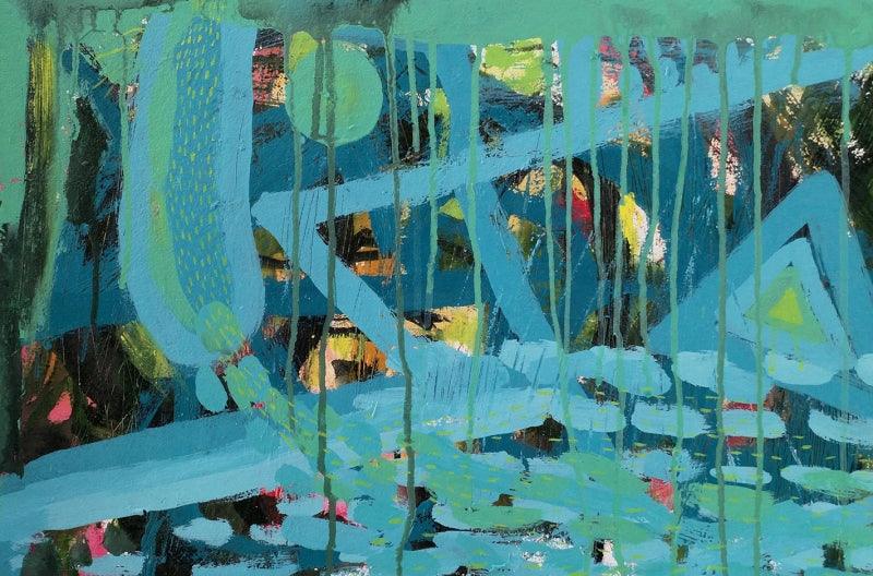 Abstract acrylic painting titled 'Untitled 4', 14x21 inches, by artist Heena Shaikh on Handmade Paper