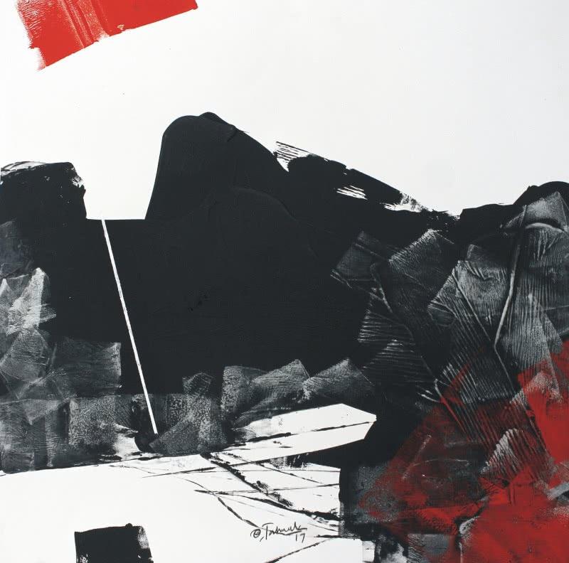 Abstract oil painting titled 'Untitled 4', 20x20 inches, by artist Sudhir Talmale on Paper