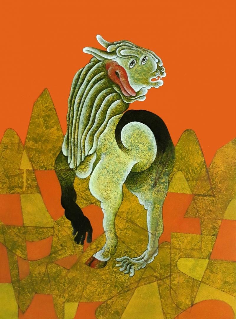 contemporary acrylic painting titled 'Untitled 4', 36x30 inches, by artist Dharmendra Kumar on Canvas