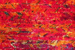 Untitled 43 (Fiery Rhythm) by Anil Tagad, Original Oil Pastel Abstract Painting on Paper, Small Horizontal Wall Art