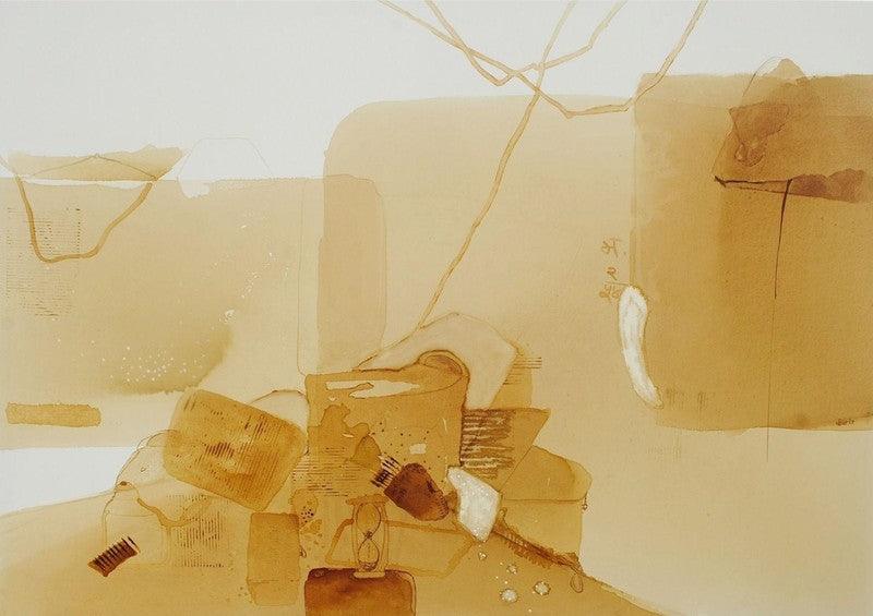 Abstract mixed media painting titled 'Untitled 44', 48x60 inches, by artist Veena Jain on Canvas