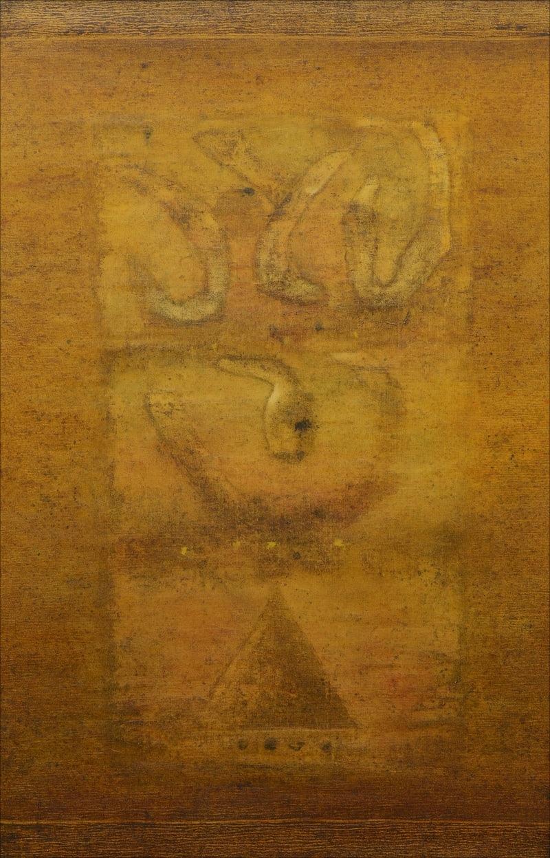 Abstract oil painting titled 'Untitled 5', 48x31 inches, by artist Ramesh Thorat on Canvas