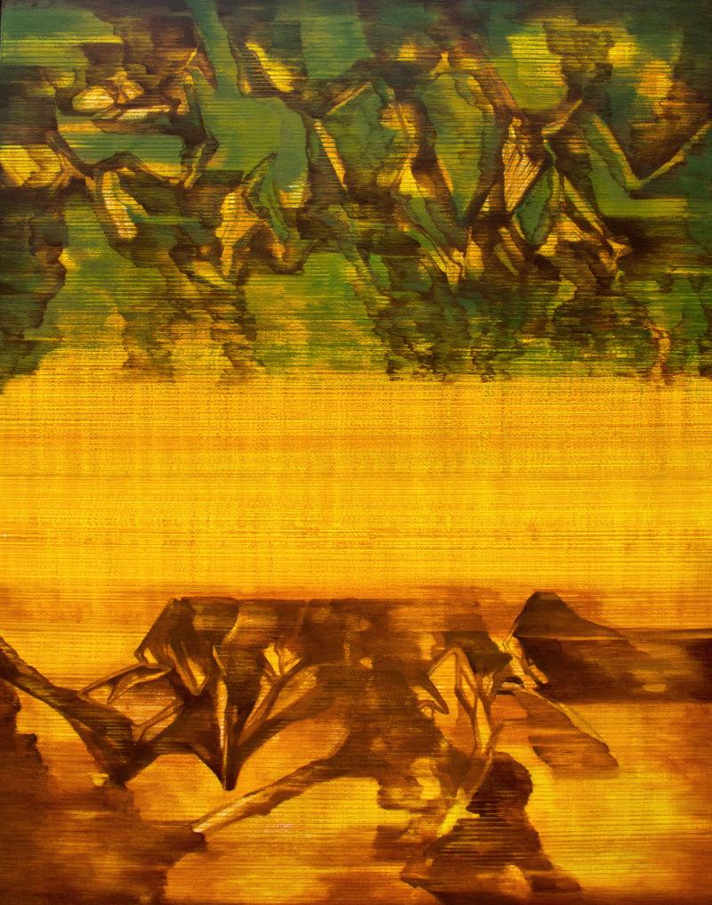 Abstract acrylic painting titled 'Untitled 5', 48x36 inches, by artist Chandan Bhowmick on Canvas