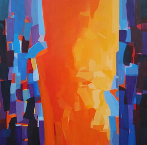 Abstract acrylic painting titled 'Untitled 5', 48x48 inches, by artist Padmakar Santape on Canvas