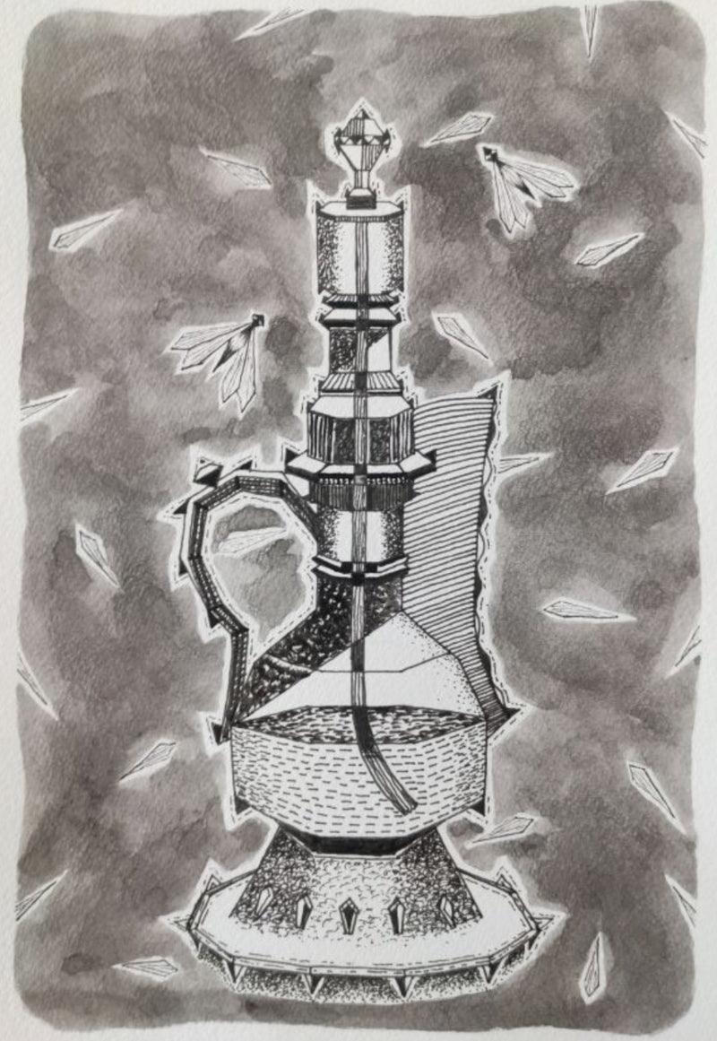 contemporary mixed media drawing titled 'Untitled 5', 12x8 inches, by artist Amol Khade on Paper