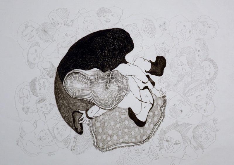contemporary mixed media drawing titled 'Untitled 5', 15x20 inches, by artist Hema Mhatre on Paper