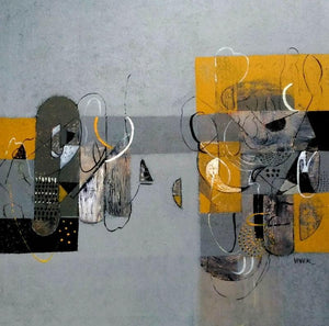 Abstract acrylic painting titled 'Untitled 5', 24x24 inches, by artist Vivek Nimbolkar on Canvas