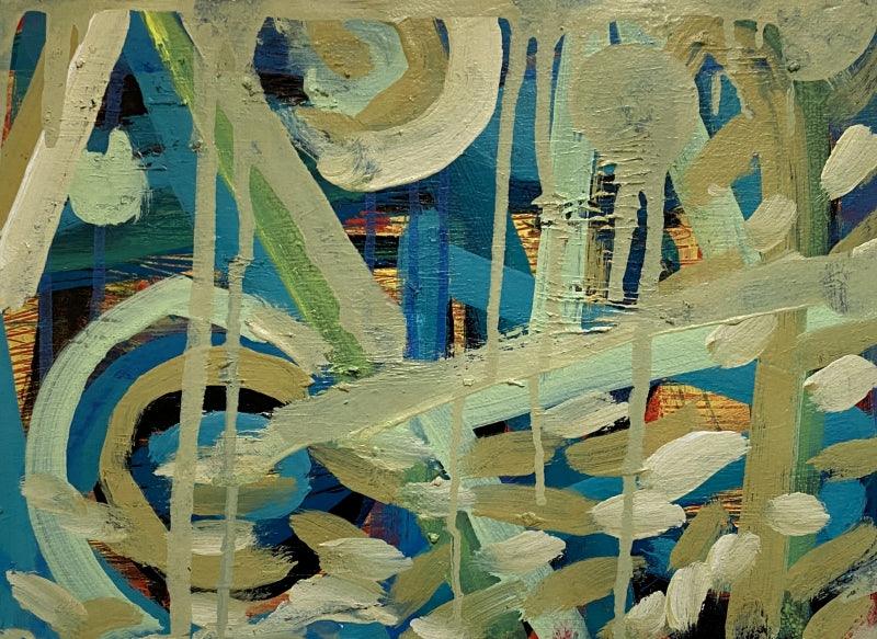 Abstract mixed media painting titled 'Untitled 5', 11x15 inches, by artist Heena Shaikh on Box Board