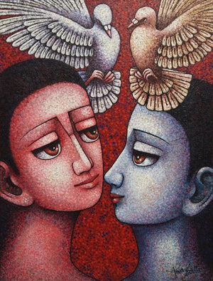 Figurative oil painting titled 'Untitled 5', 48x36 inches, by artist Amar Sultan on Canvas