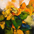 Nature acrylic charcoal painting titled 'Untitled 5', 40x40 inches, by artist Ajay De on Board